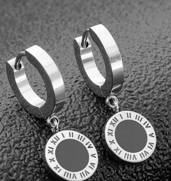 Black Engraved Pendants Earrings - Image 2